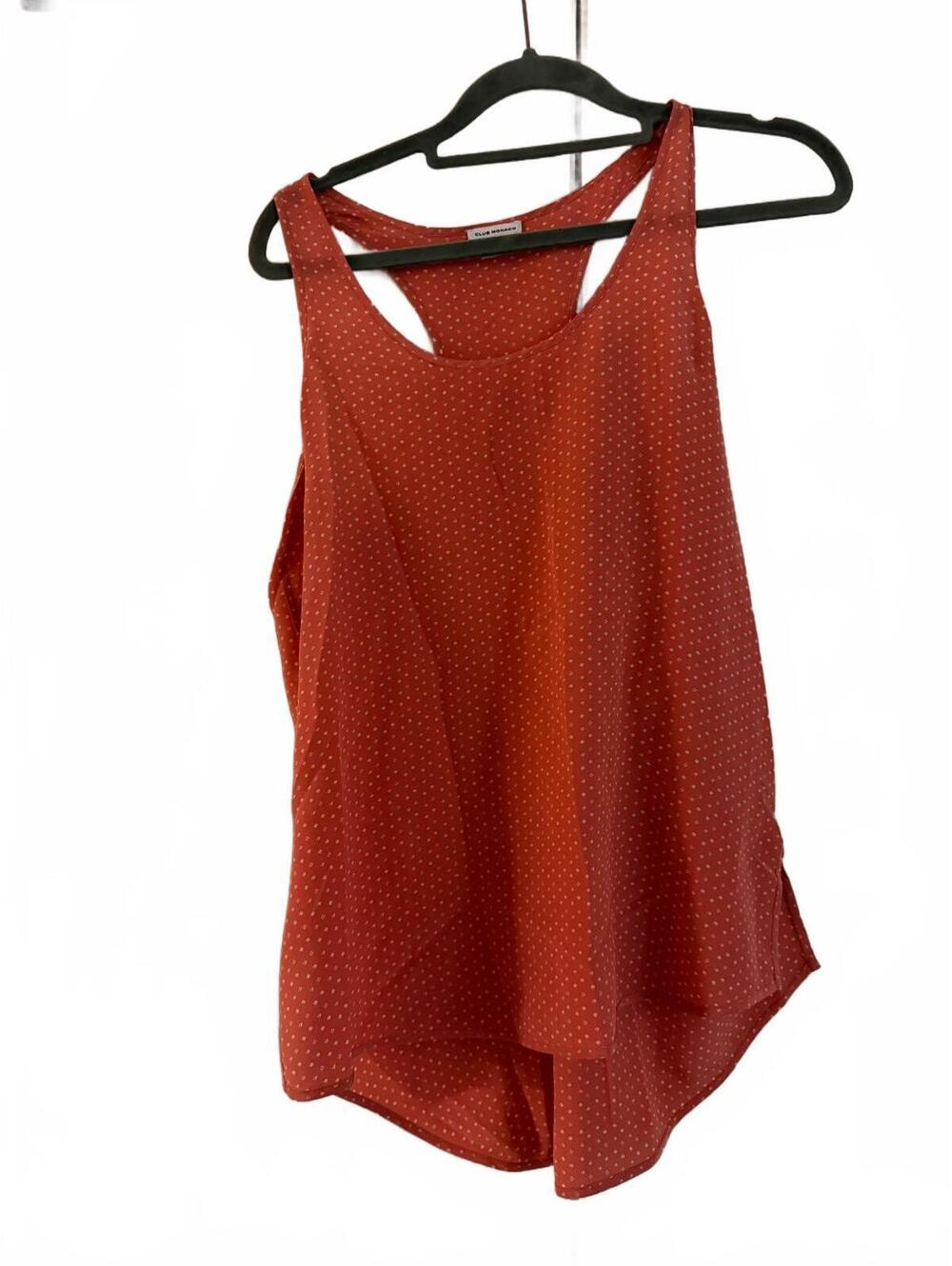 Club Monaco coral polka dot racerback silk tank szxs